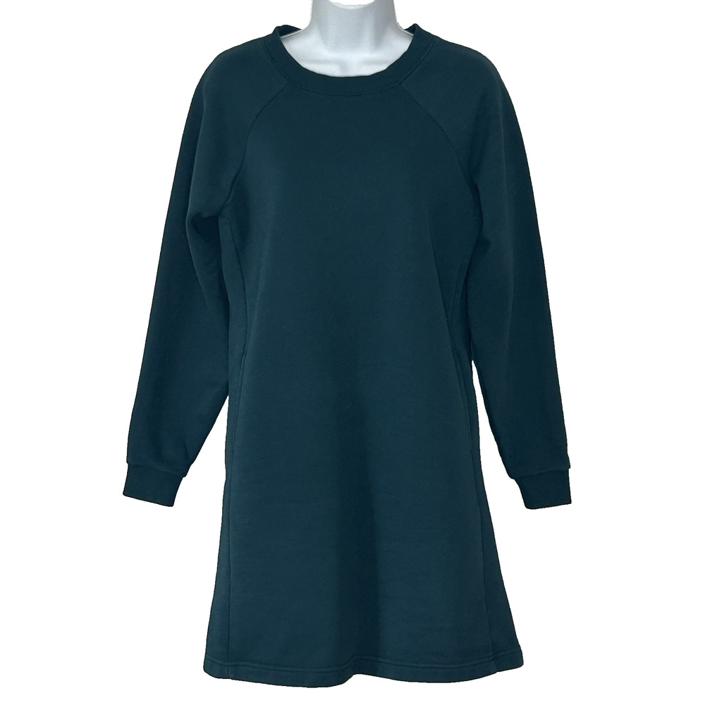 Pact Sweatshirt Dress Size XS Long‎ Sleeves Green Cozy Organic Cotton Blend